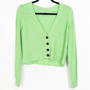 Noisy May Fluorescent Green Cropped Cardigan Size S